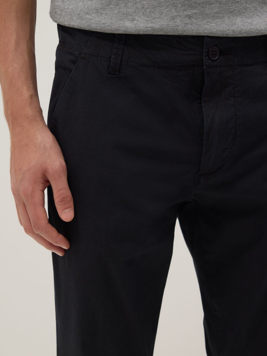 Black slim fit stretch cotton chino trousers_3