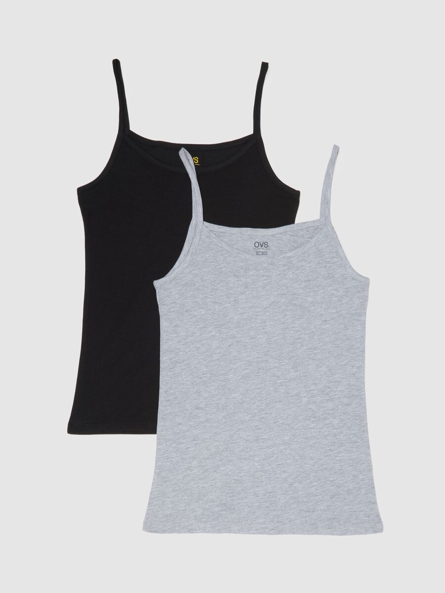 Twin pack of black and grey stretch camisoles_4