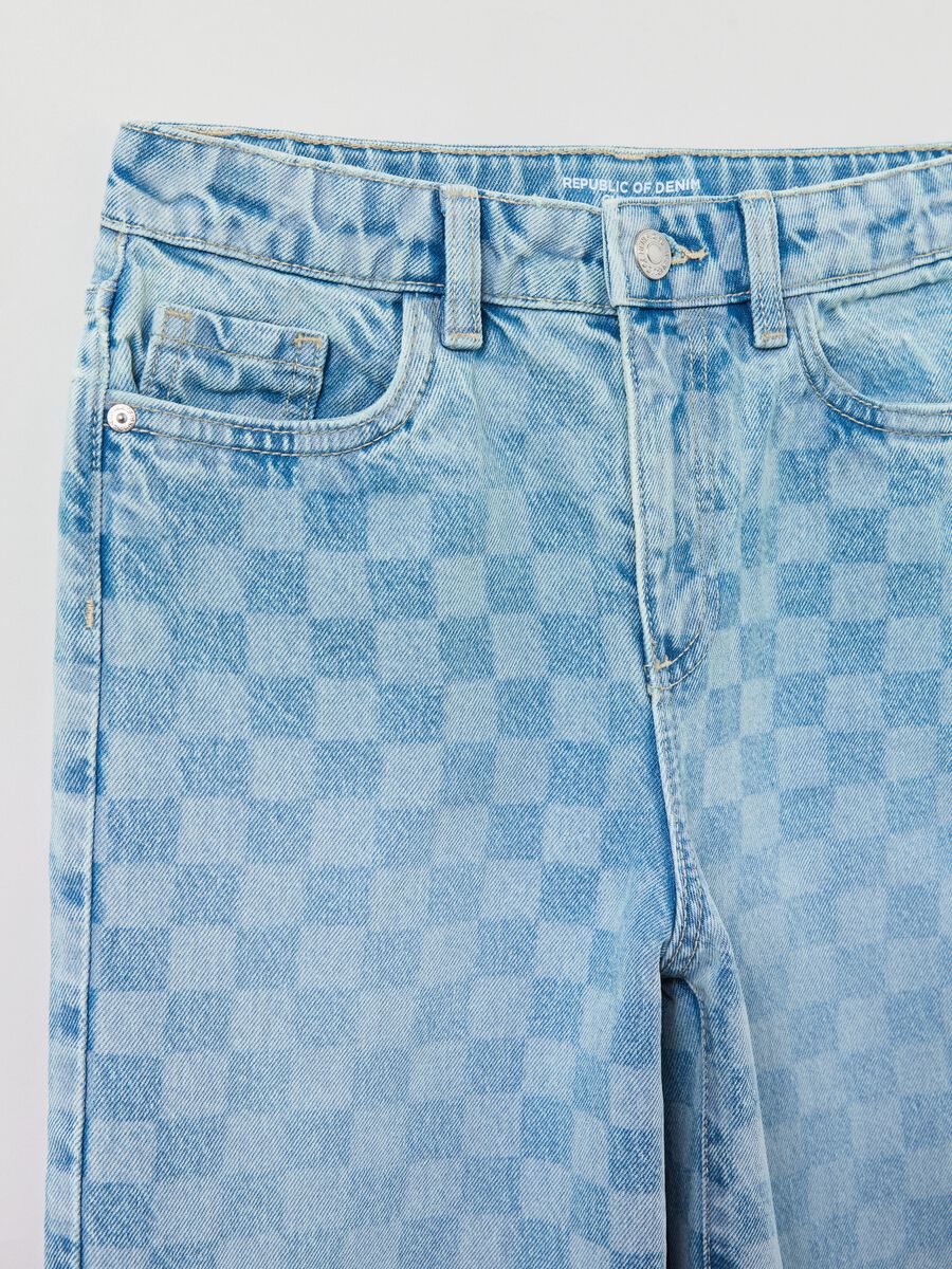 Culotte jeans with chess pattern_2