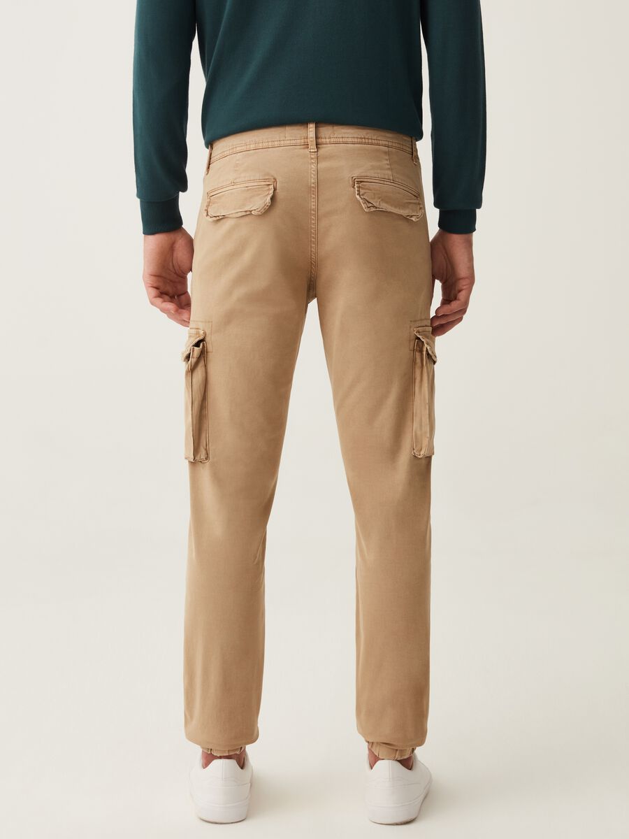 Stretch cotton cuff-hem cargo trousers_2