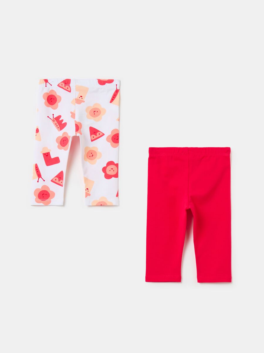 Two-pack stretch cotton leggings with print_1