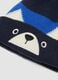 Gorro azul de malha com pompom e motivo animal_2