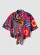 Multicoloured pure cotton crop shirt_0