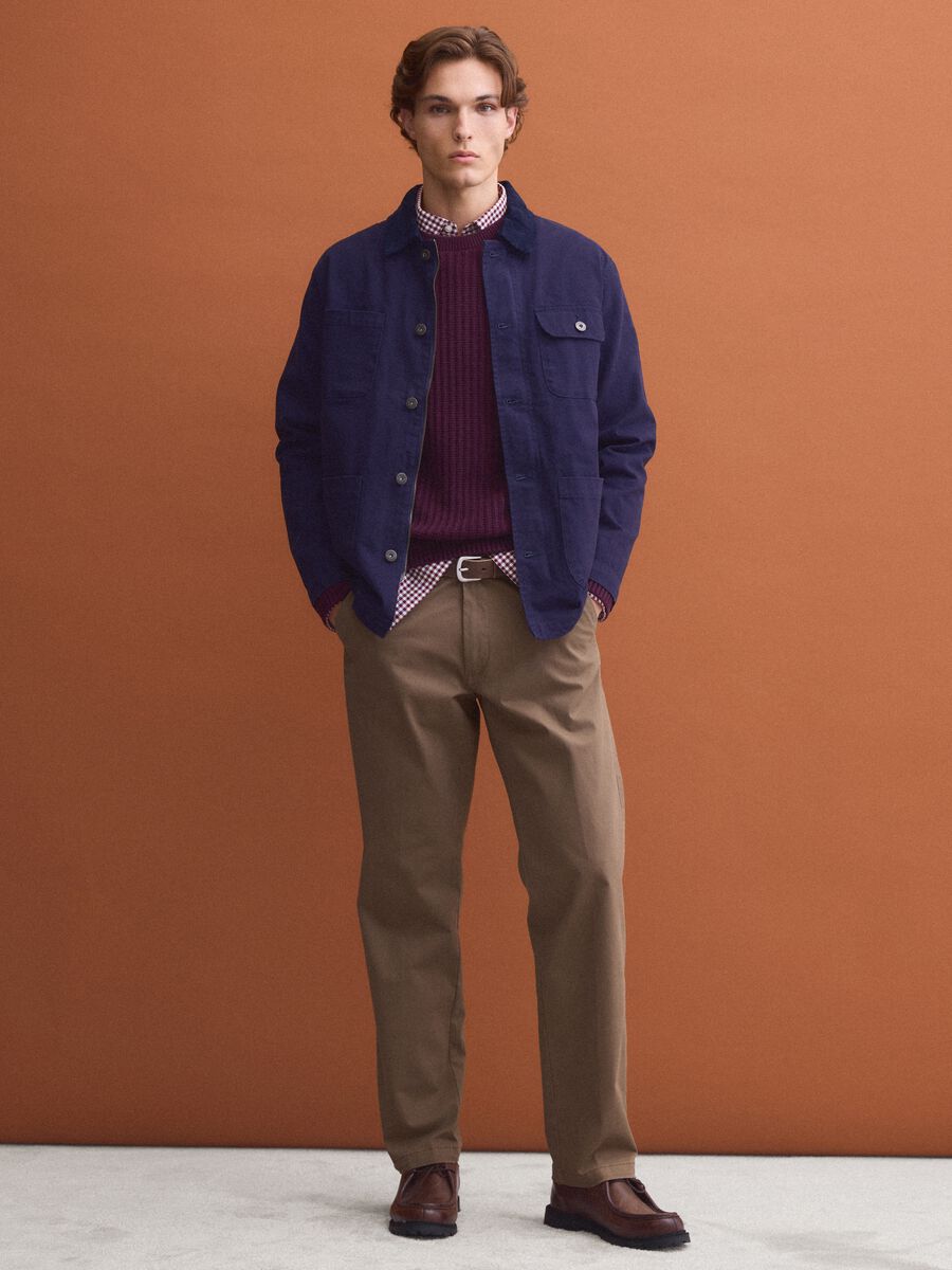 Brown regular-fit stretch cotton twill chino trousers_0