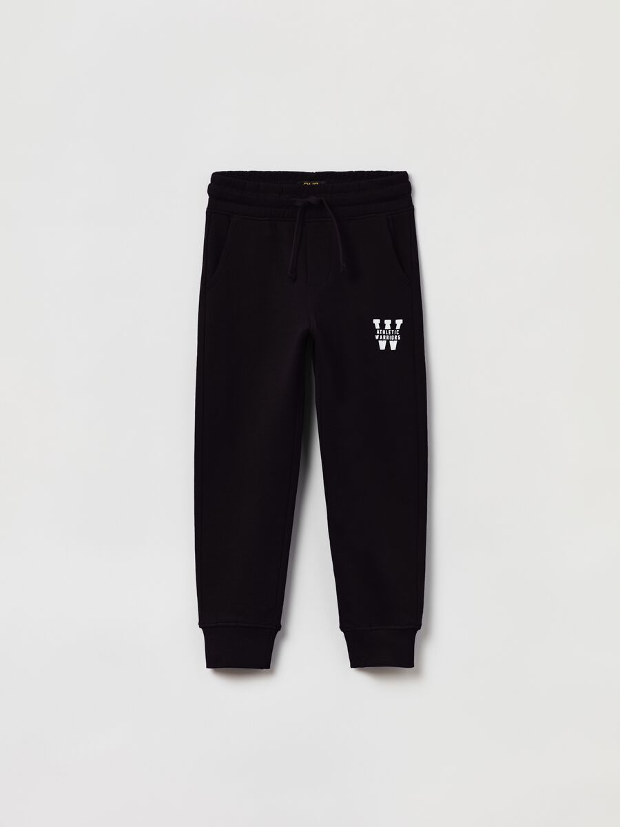 Plush joggers with drawstring and print_0