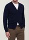 C&aacute;rdigan azul en mezcla de viscosa con cuello pico, corte regular_3