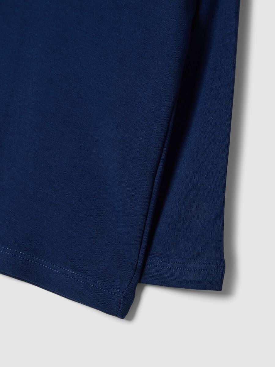 T-shirt azul-marinho em algod&atilde;o org&acirc;nico com gola redonda_3