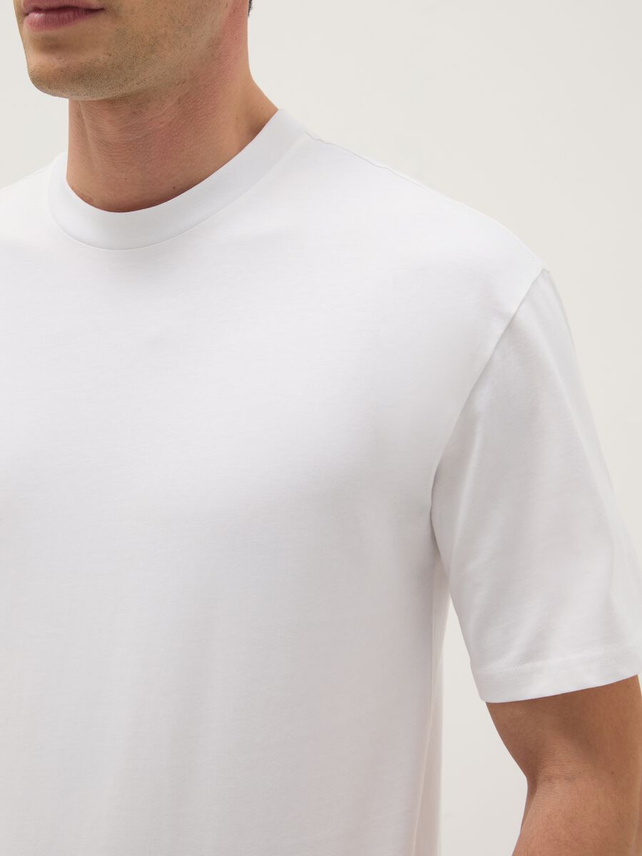 White pure cotton relaxed fit T-shirt_3
