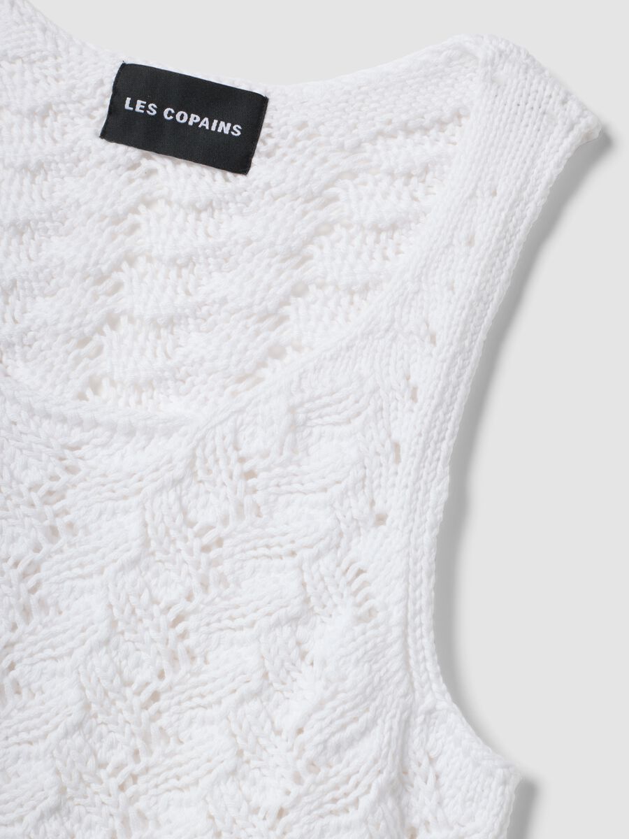Wei&szlig;es Tanktop aus reiner Baumwolle in H&auml;keloptik_5
