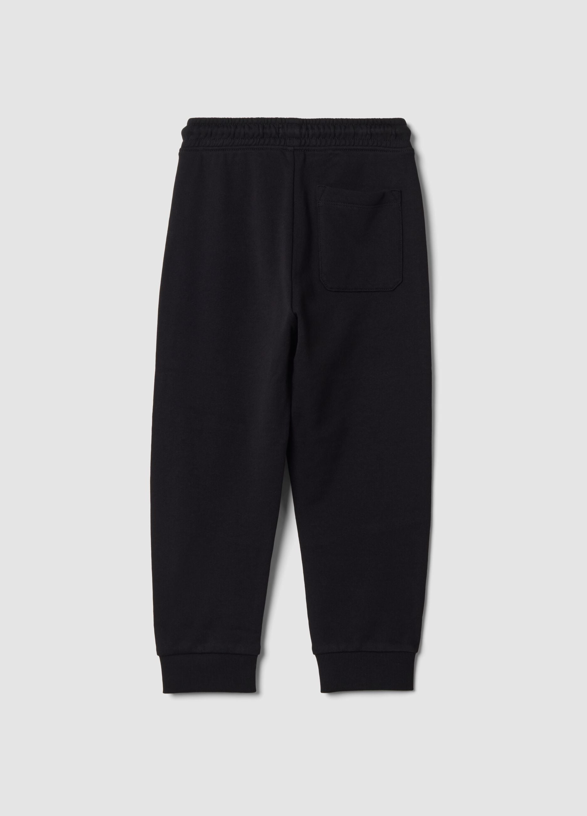 Pantaloni jogger neri in puro cotone regular fit