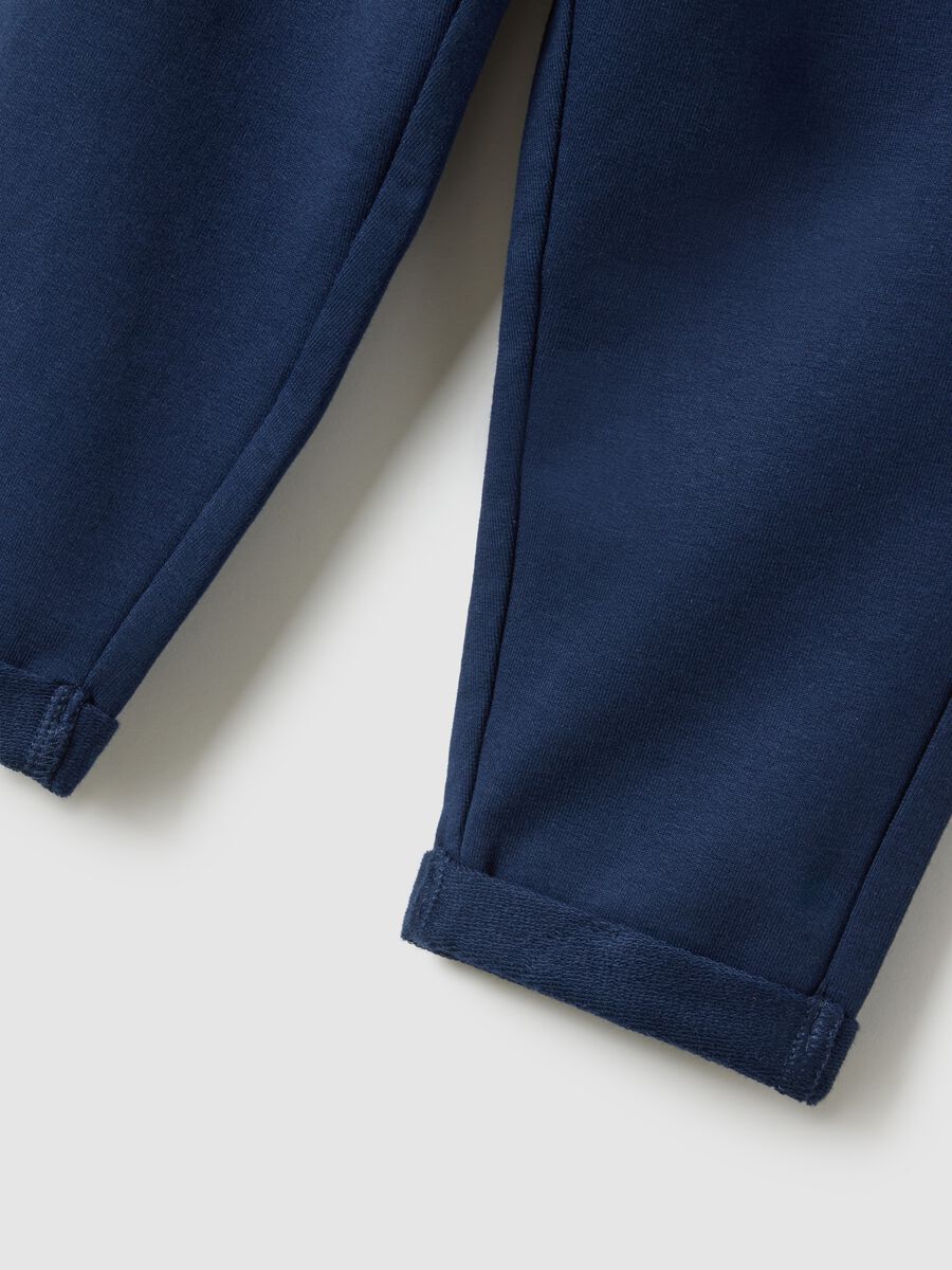 Blue jogger trousers for girls in stretch cotton regular fit_3