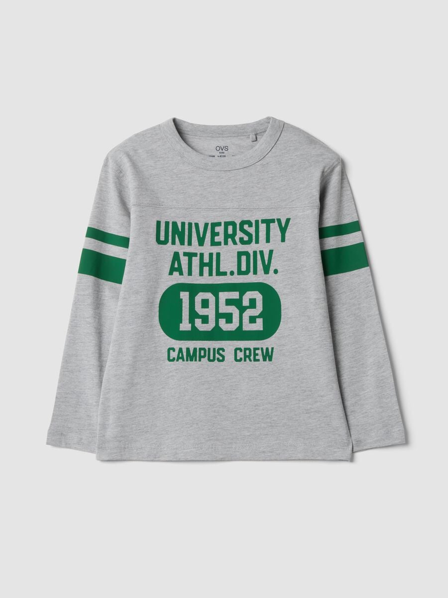 Grey pure cotton crew-neck T-shirt_0