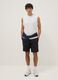 Black regular-fit stretch jogger Bermuda shorts_1