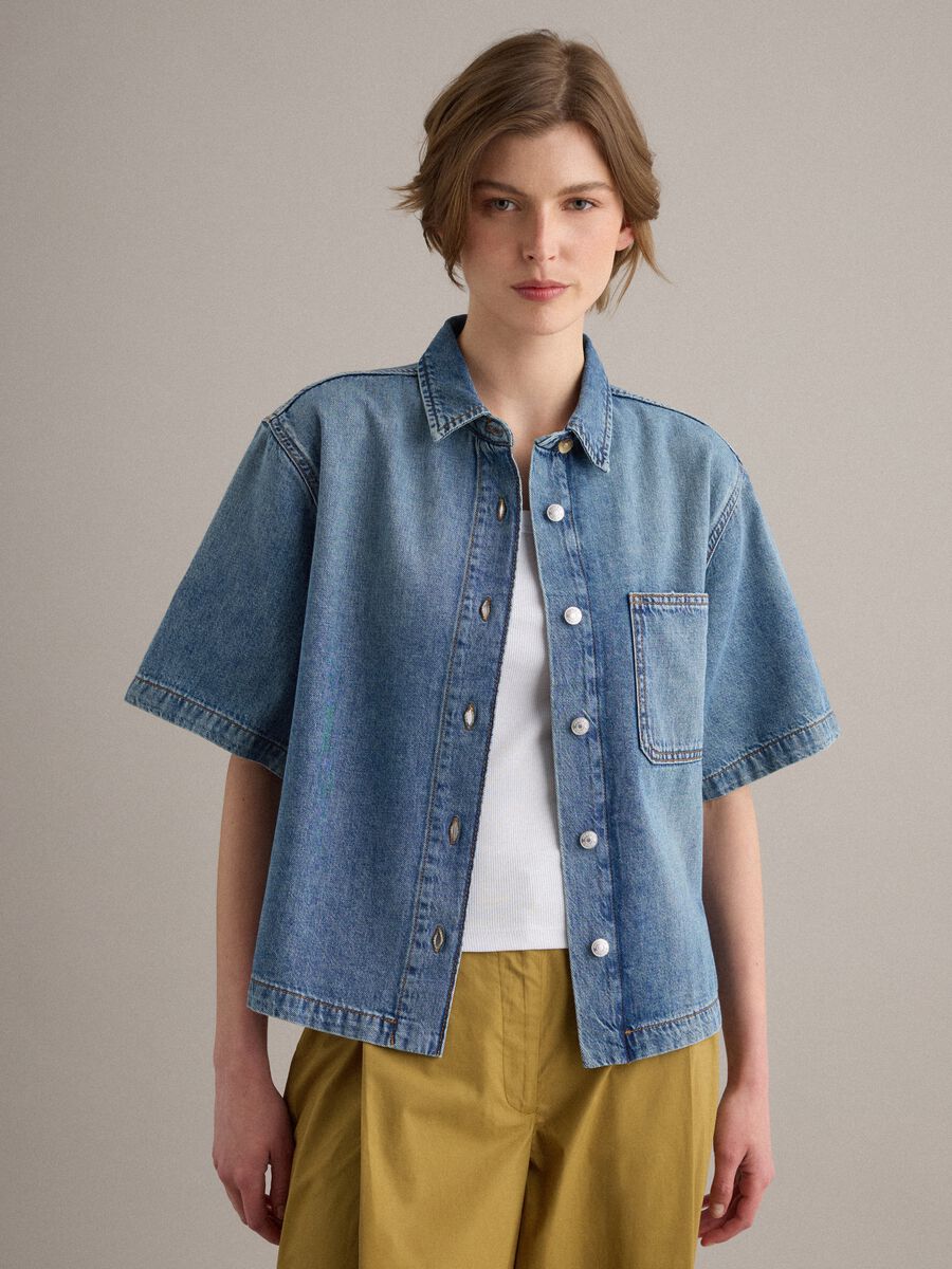 Light Blue Pure Cotton Denim Shirt_1