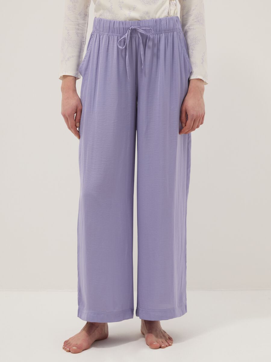 Regular fit purple pure cotton trousers_1