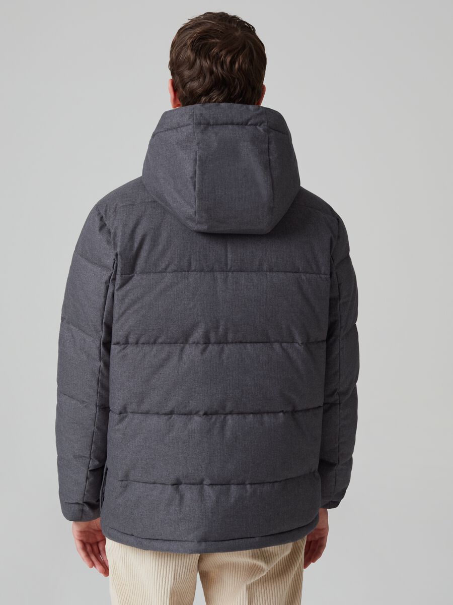 Melange quilted down jacket with hood_2