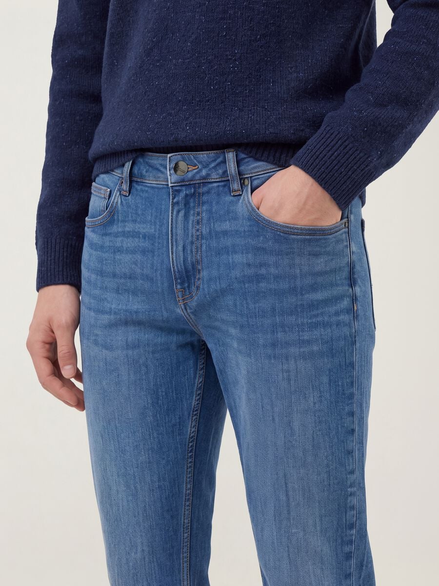 Light blue slim-fit stretch cotton jeans_3