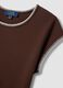 Brown stretch cotton regular fit t-shirt with stitching_5