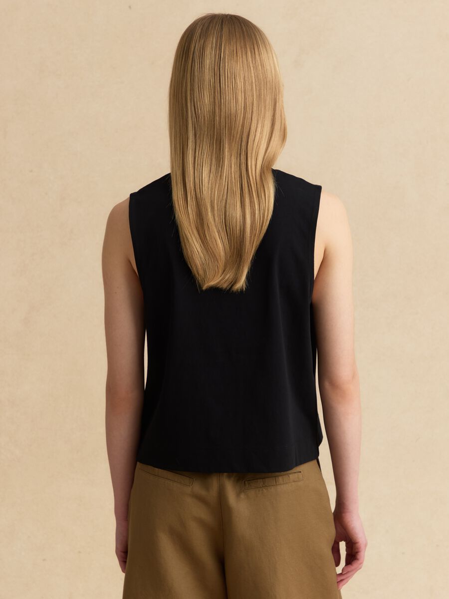 Schwarzes Tanktop aus Baumwollmix_3