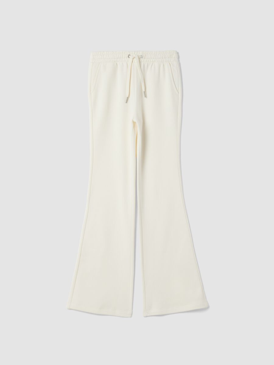 White flare trousers in pure organic cotton_0