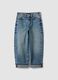 Blue pure cotton straight-fit jeans with belt loops for girls_3
