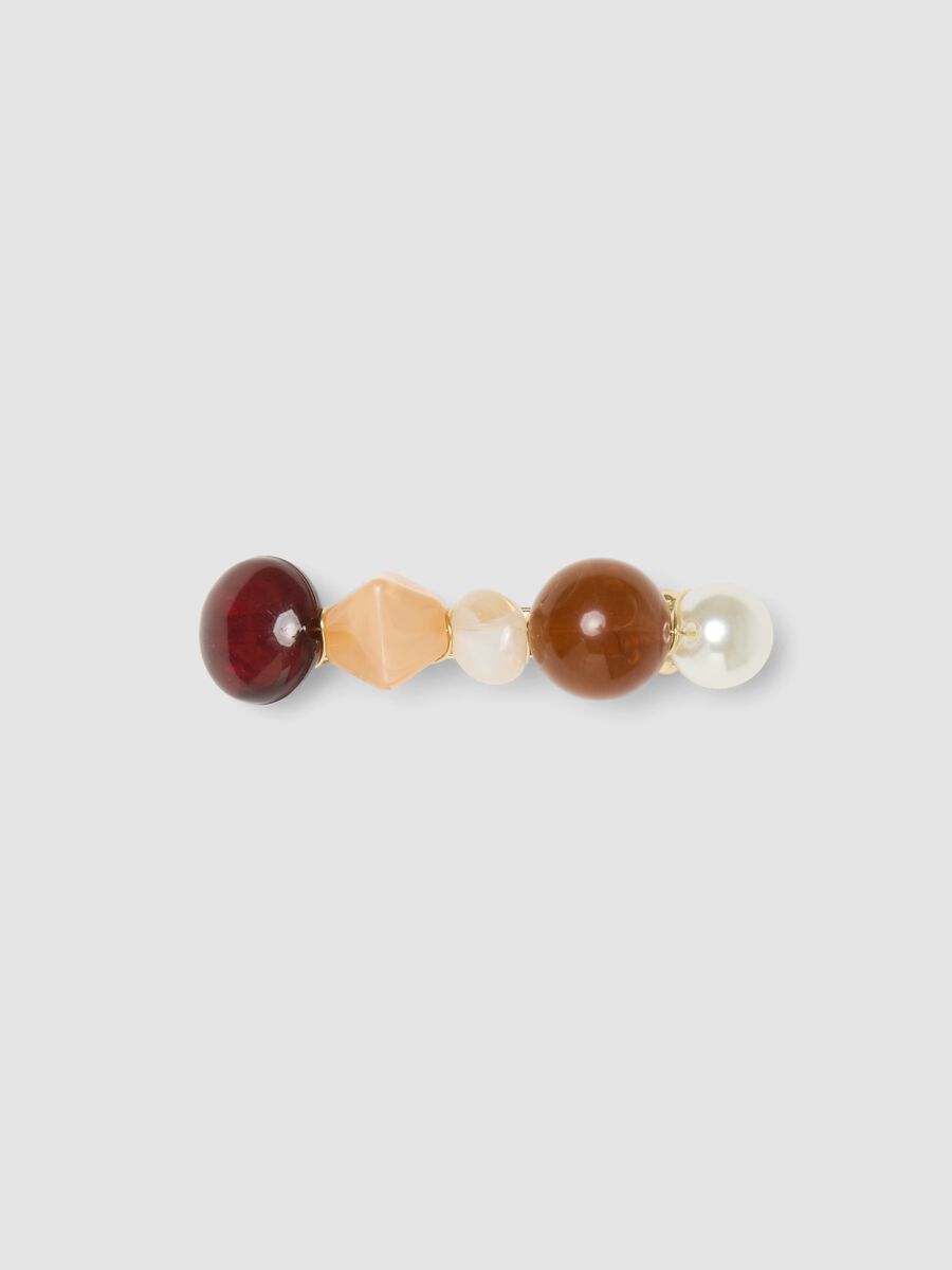 Multicolour hair clip with decorative pearls_0