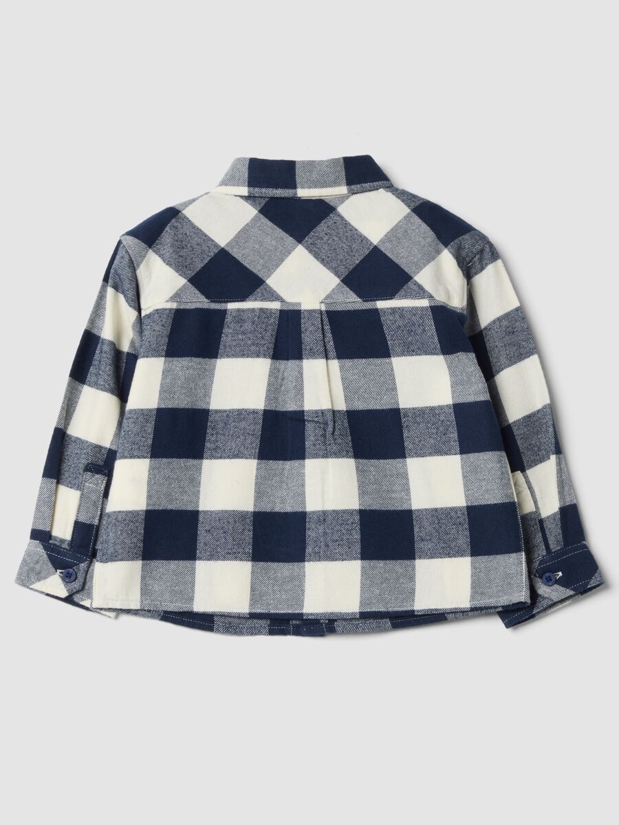 Blue and white checked pure cotton oversized shirt_1