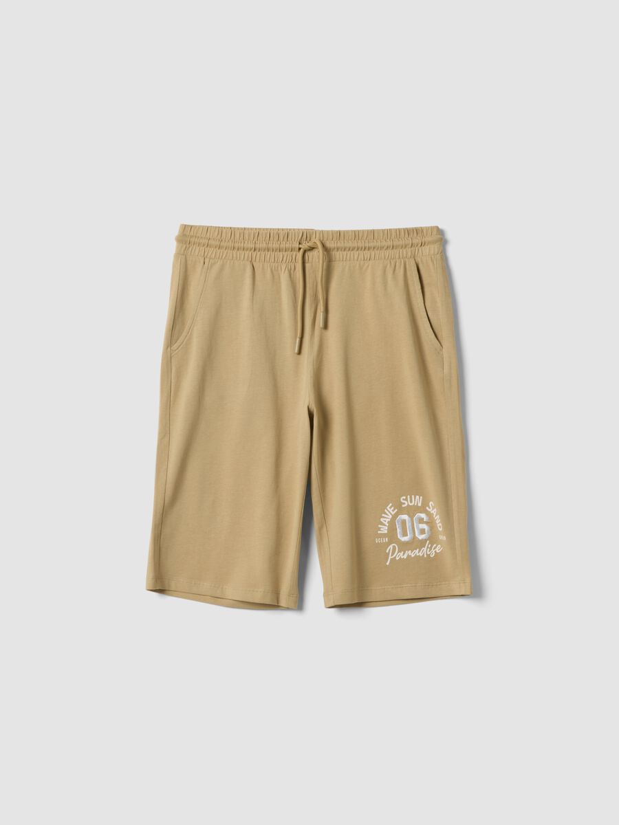 Boys&rsquo; beige pure cotton regular-fit shorts_3