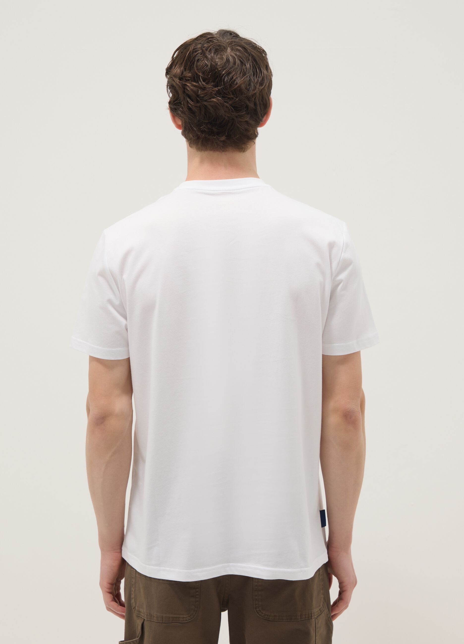 Wei&szlig;es T-Shirt aus reiner Baumwolle mit Print, Regular Fit