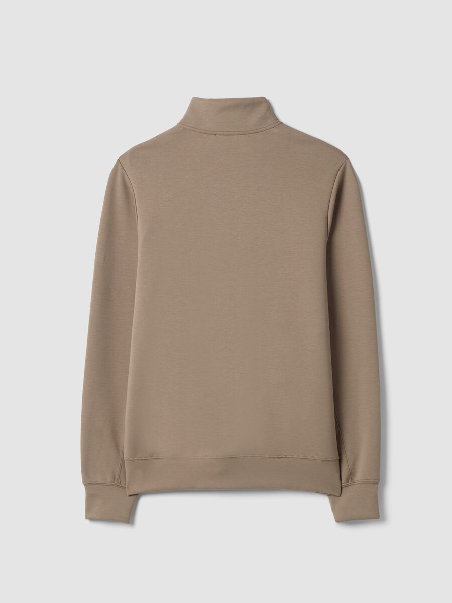 Beige full-zip with stretchy fabric collar, Easy Dry, regular fit_6