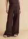 Brown linen-viscose blend wide-leg trousers with side zip fastening_1