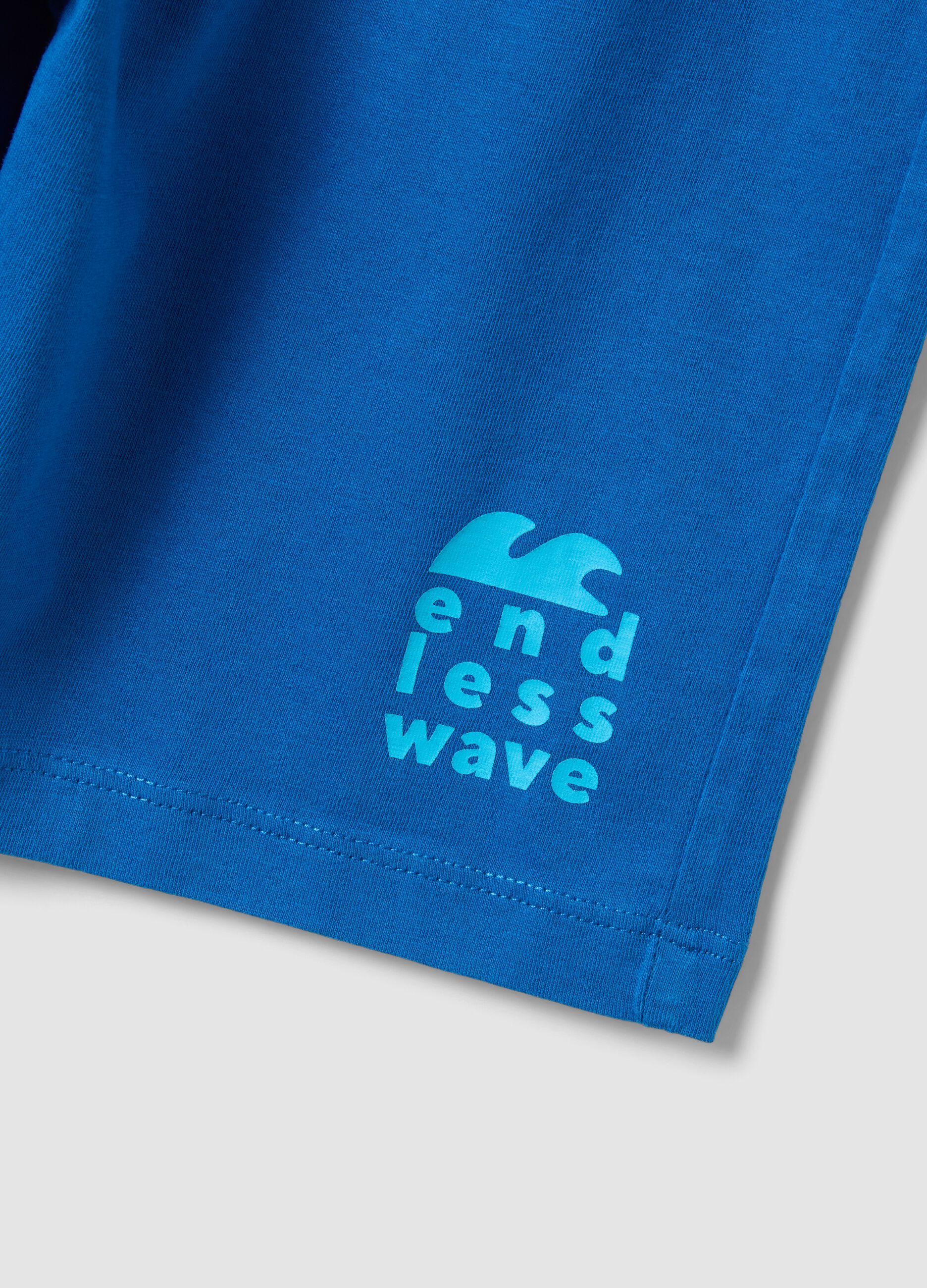 Blue organic cotton shorts with elasticated waist