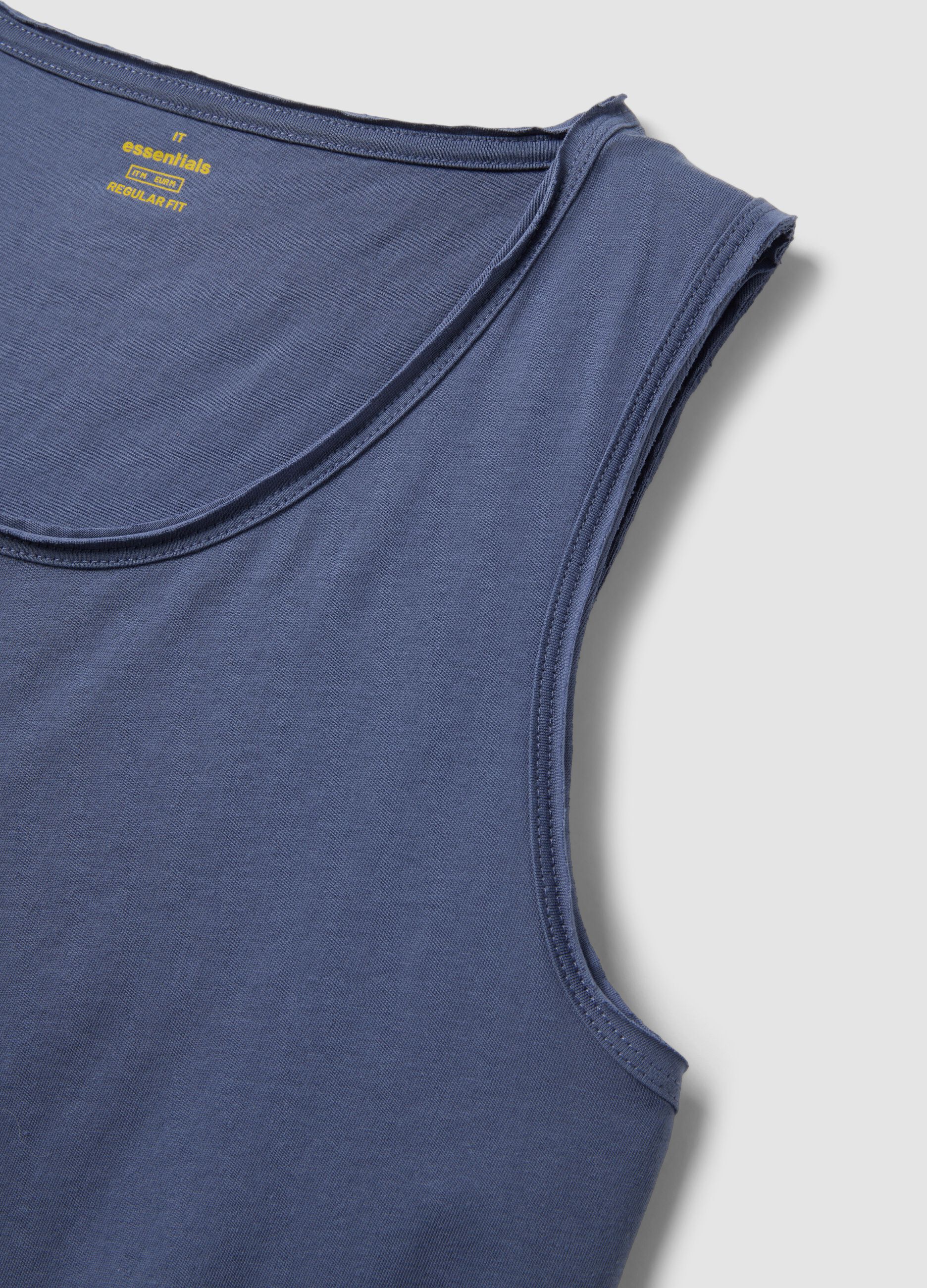 Blue pure cotton vest top