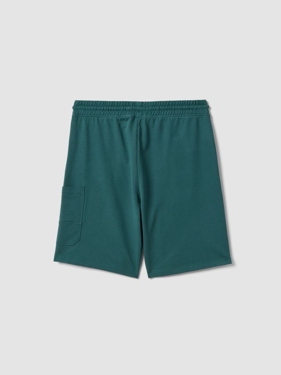 Boys oversized fit green pure cotton cargo shorts_1