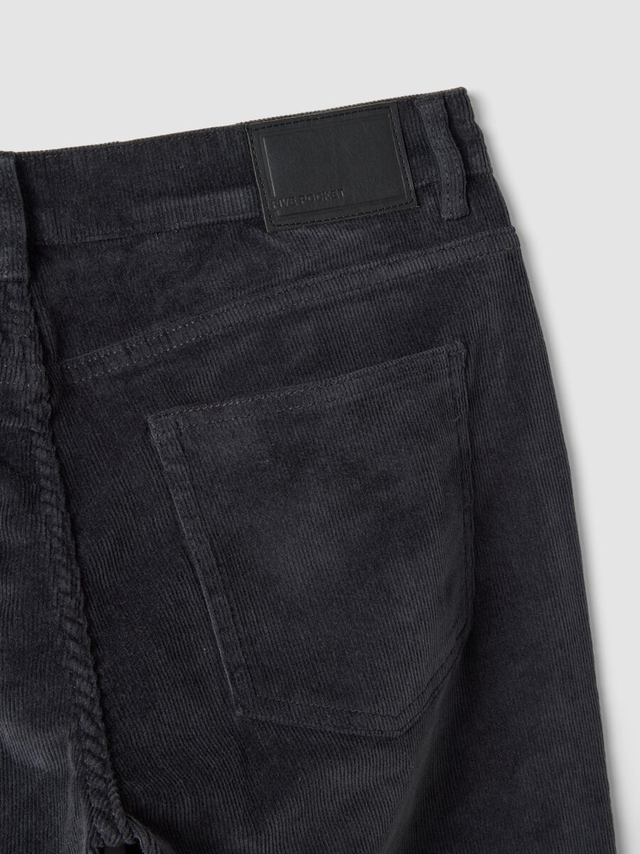 Pantaloni grigi in cotone elasticizzato a coste slim fit_1