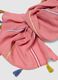 Pink pure cotton scarf with multicolour fringes_2