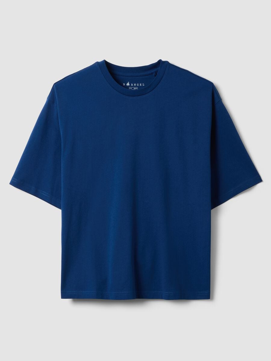 Blue pure cotton short-sleeve T-shirt_4