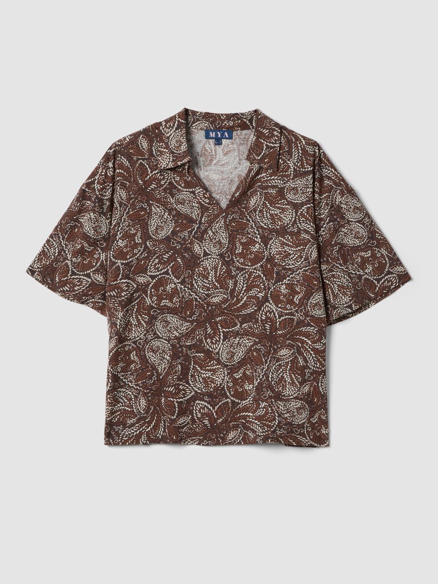 Brown pure viscose shirt with paisley print_4