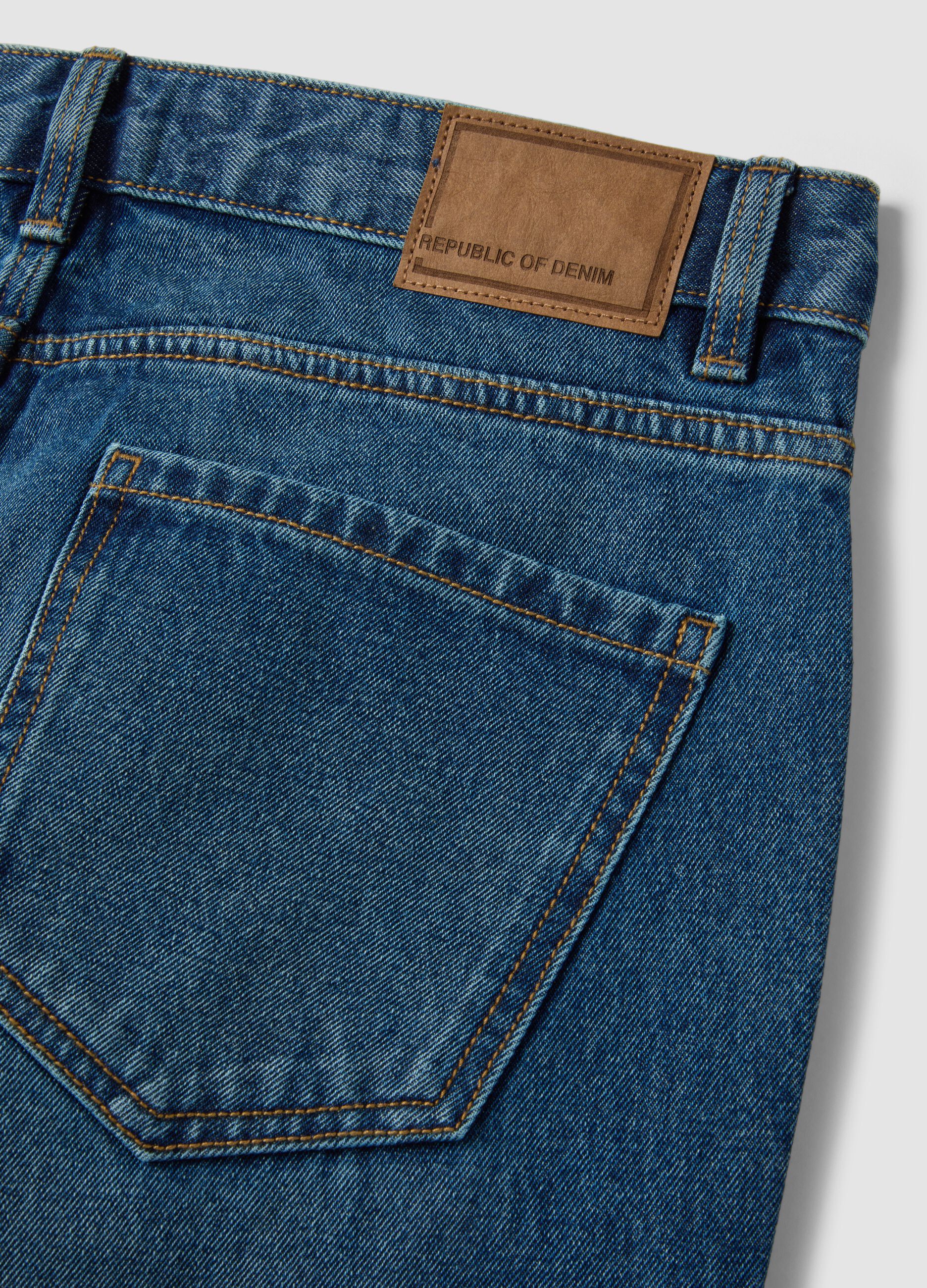 Blue denim jeans in pure cotton, regular fit