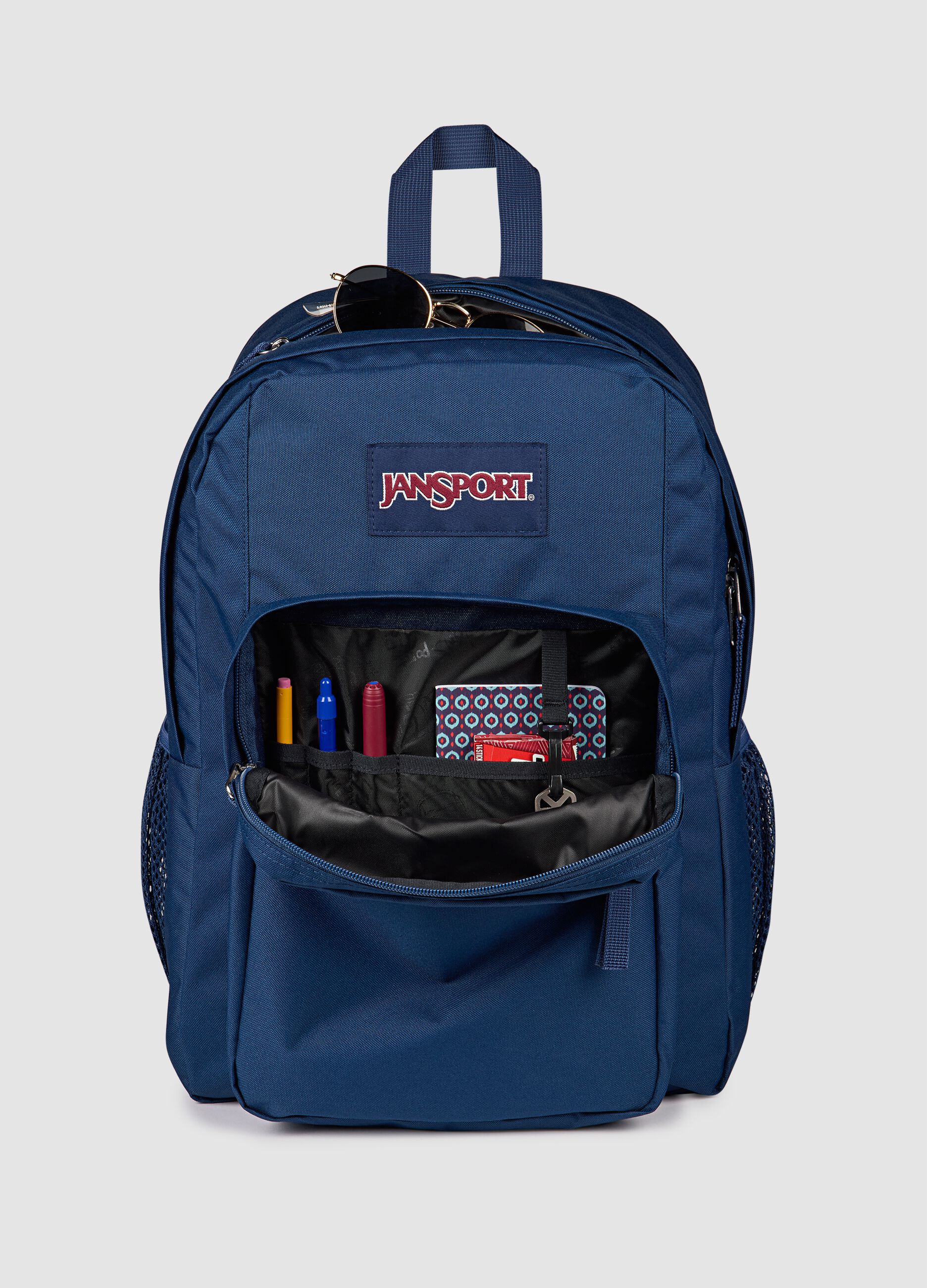 Zaino blu con tasche esterne