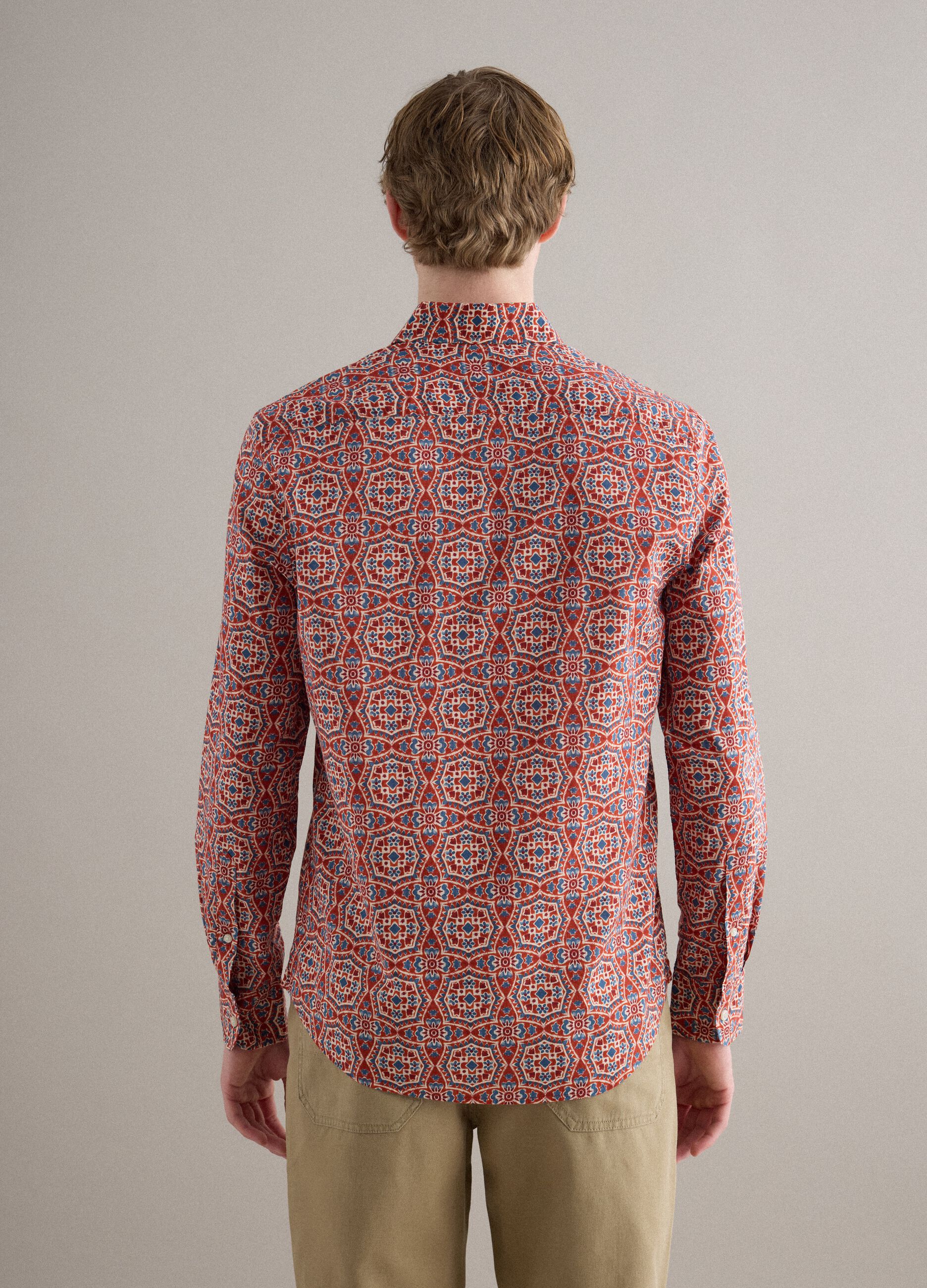 Multicolour pure cotton shirt regular fit with pattern