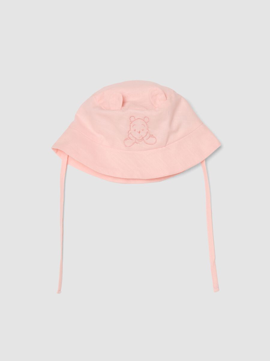 Pink organic cotton embroidered hat_0