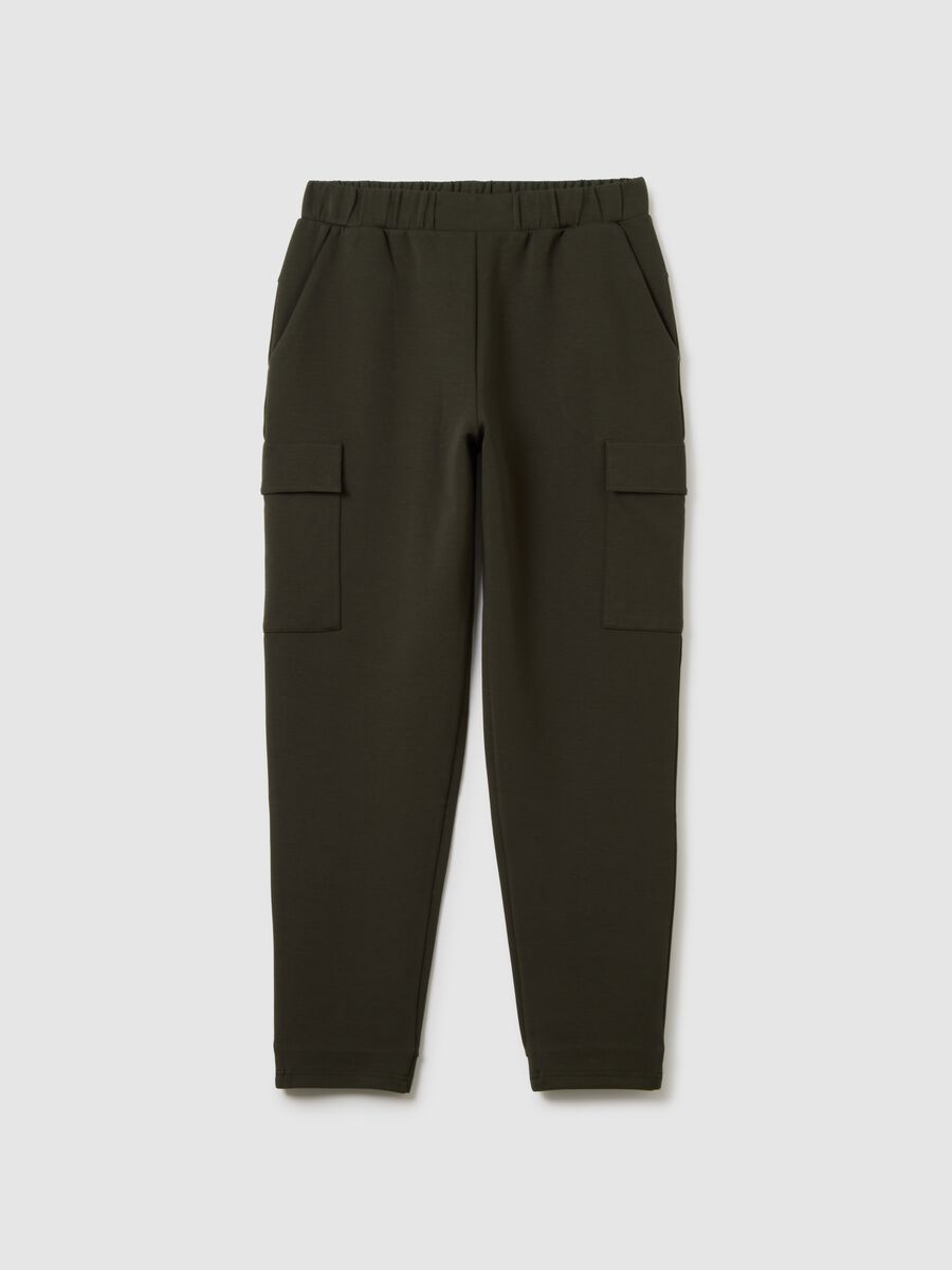 Regular fit brown cotton blend trousers_4