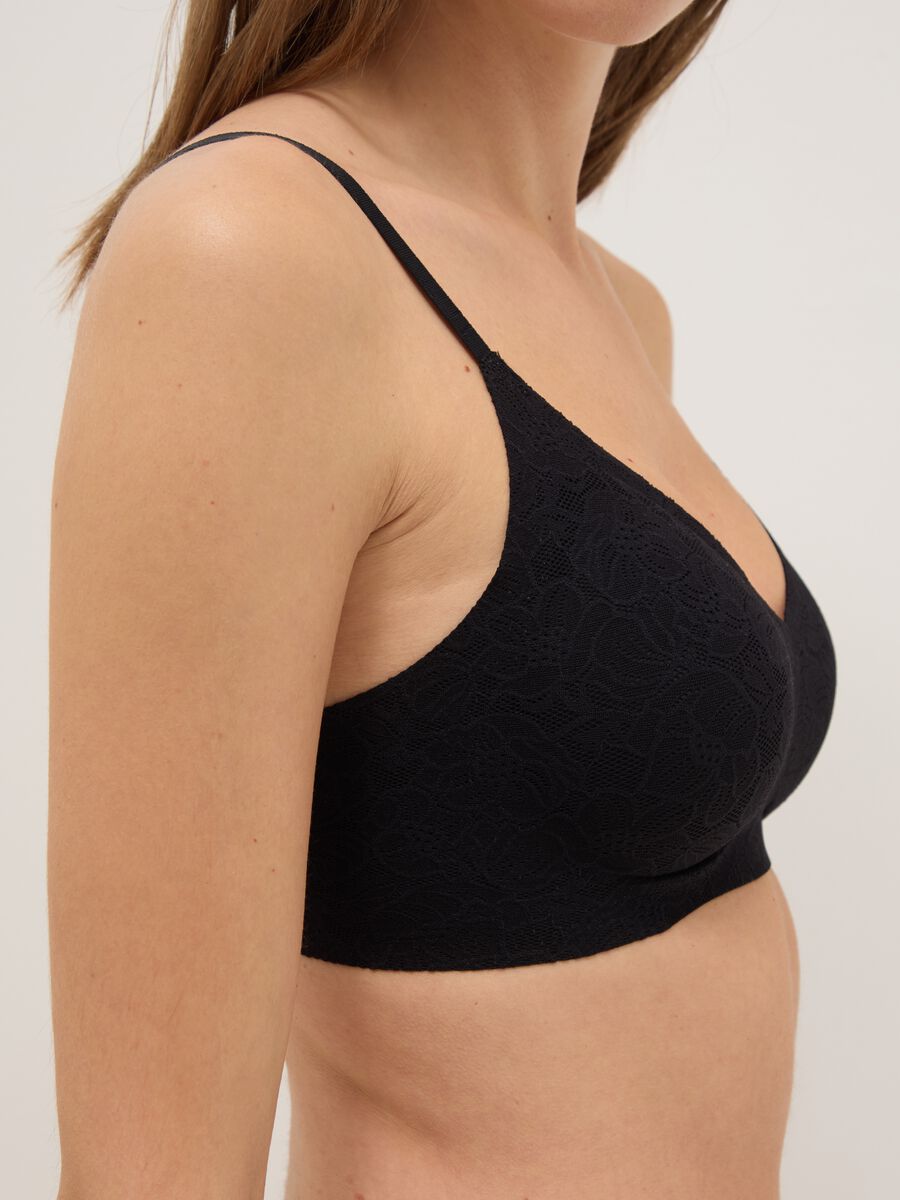 Black Lace Bra with Removable Padding_3