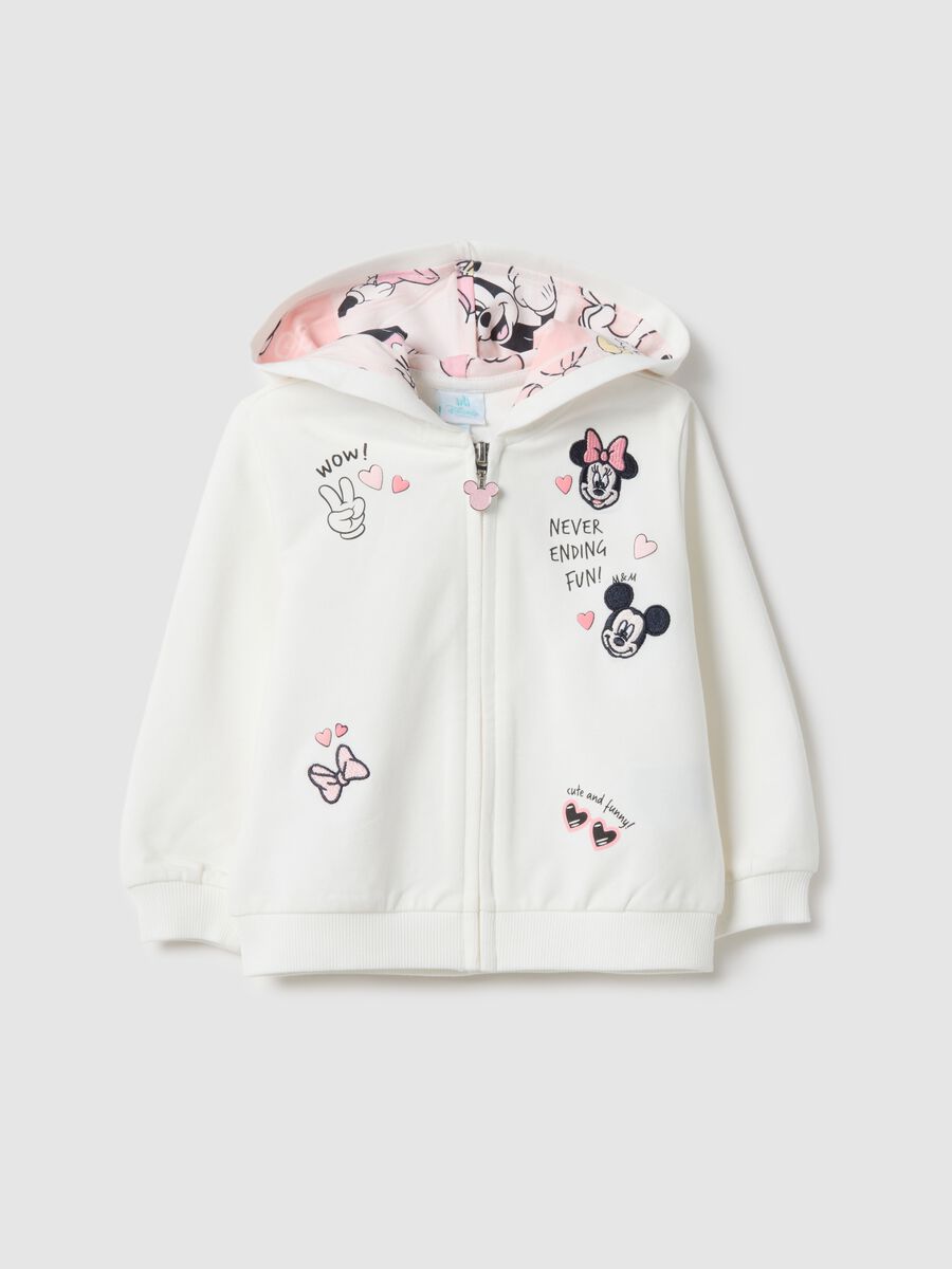 Girls' white hooded sweatshirt in regular fit cotton blend_0