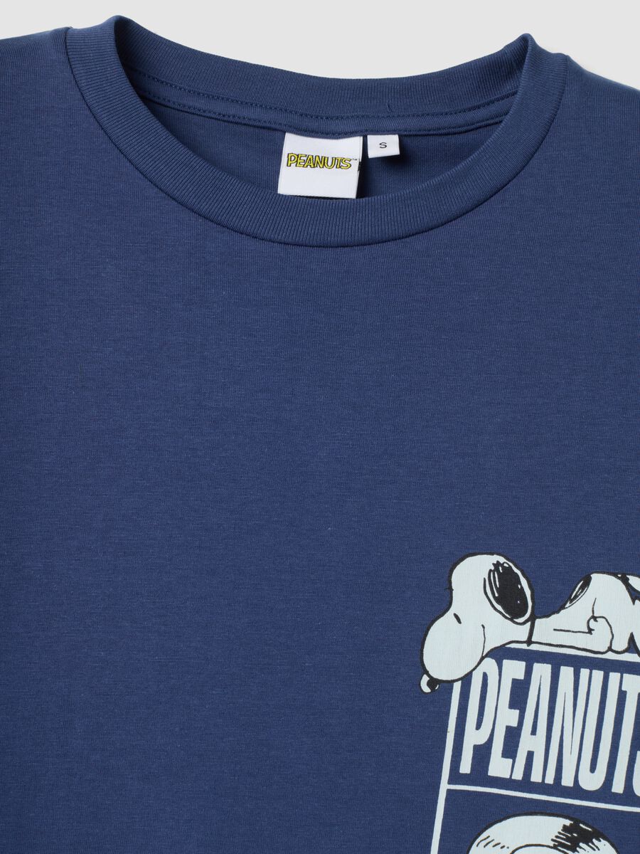 Maglia pigiama blu in puro cotone organico girocollo con stampa Peanuts_1