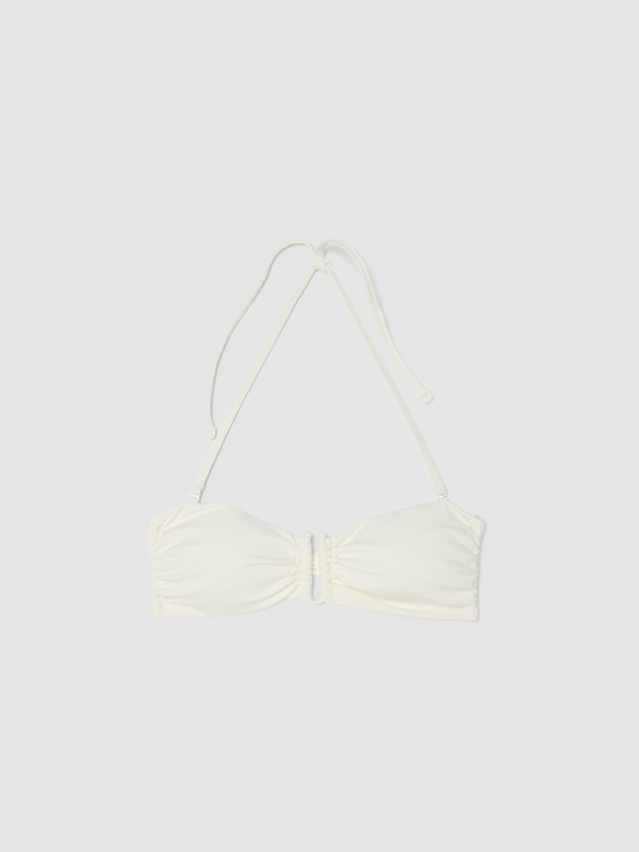 White bandeau bikini top in stretch fabric_4