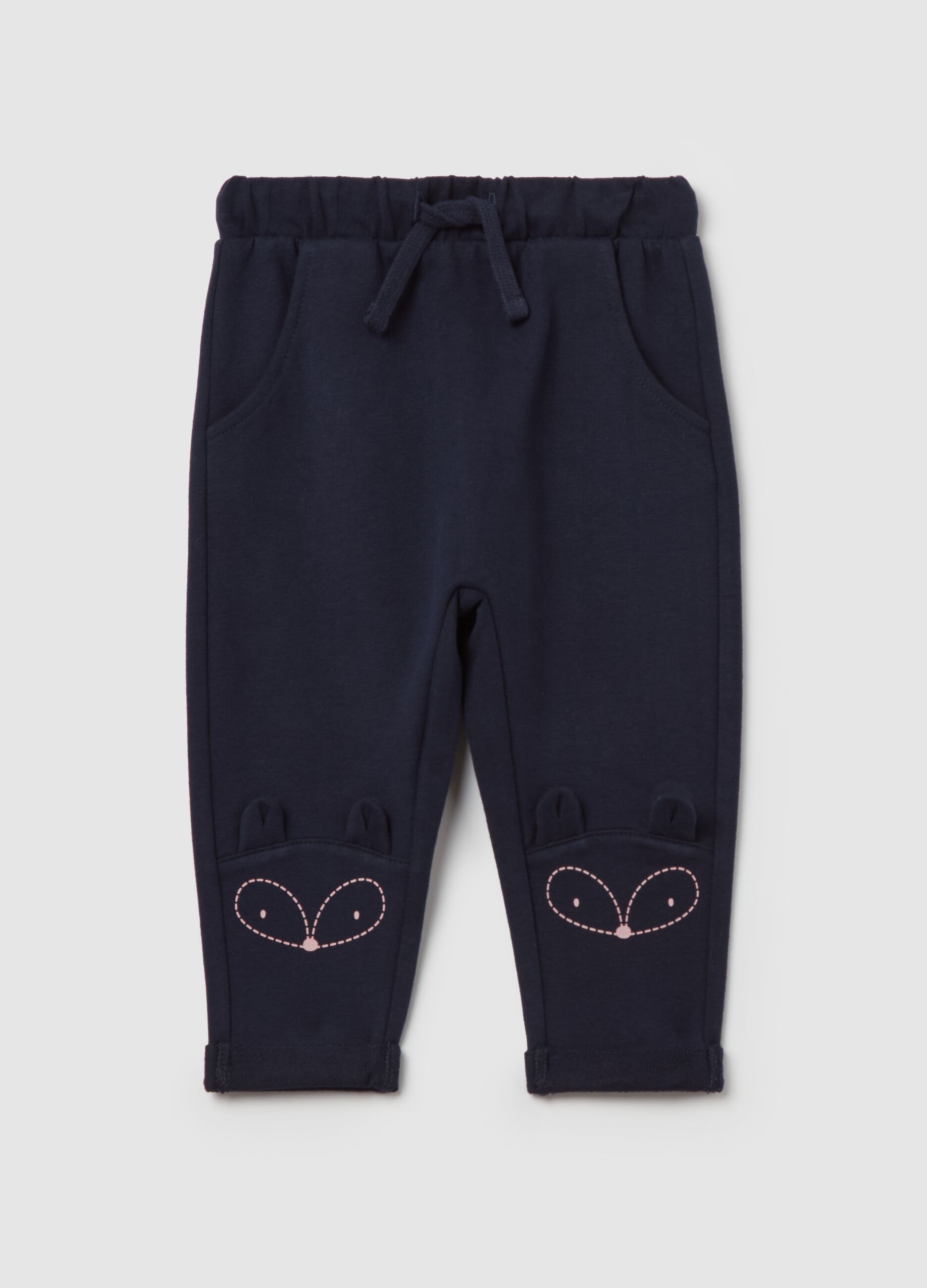 Joggers with drawstring and print