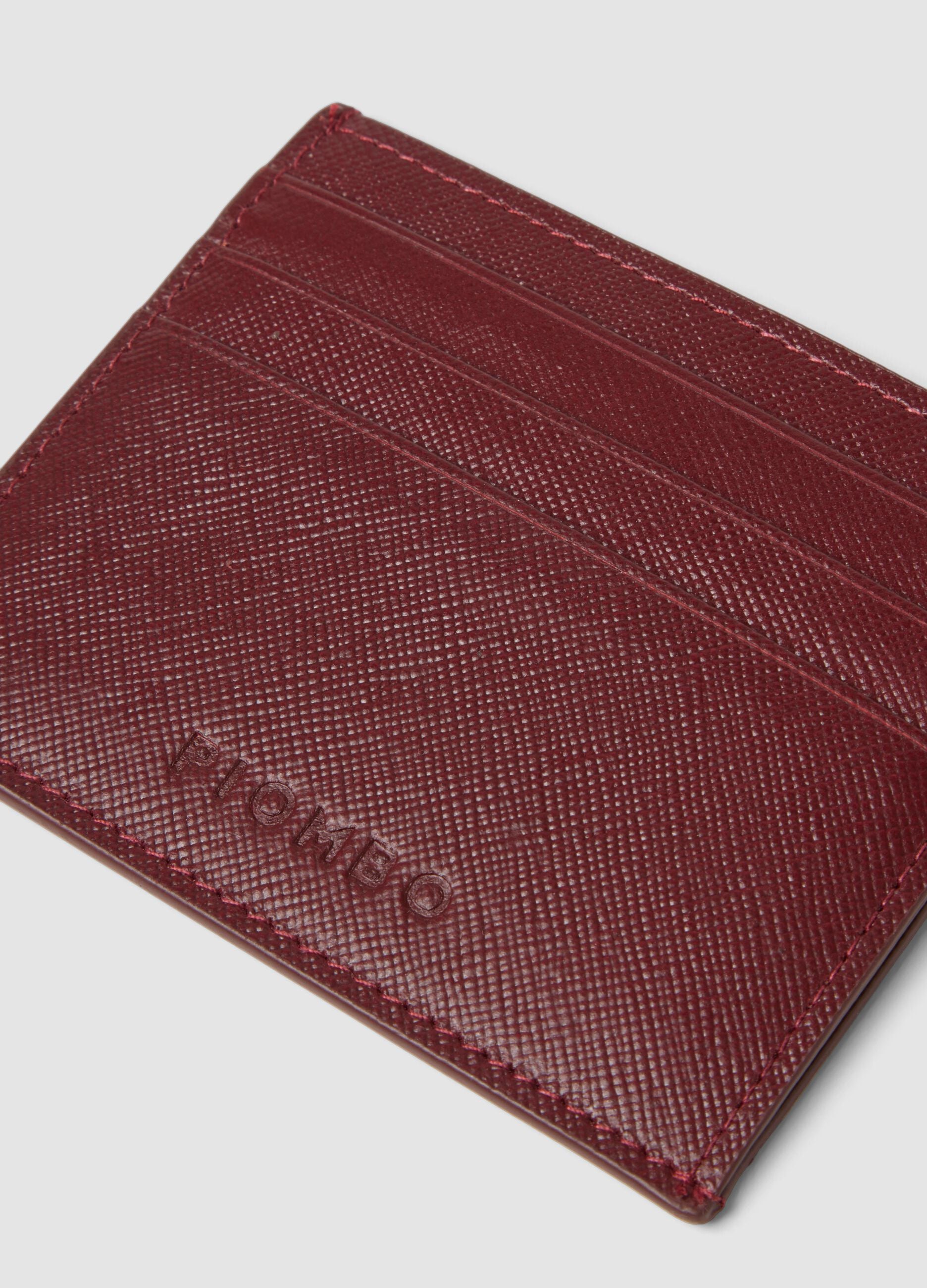 Red genuine leather card holder