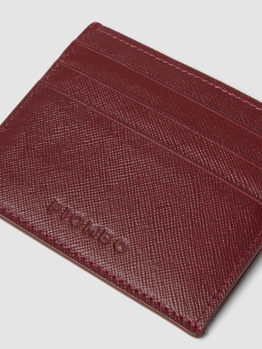 Red genuine leather card holder_1